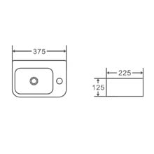 Nueva 375mm Rectangular Ceramic Wall-Hung Basin with Right Tap Hole